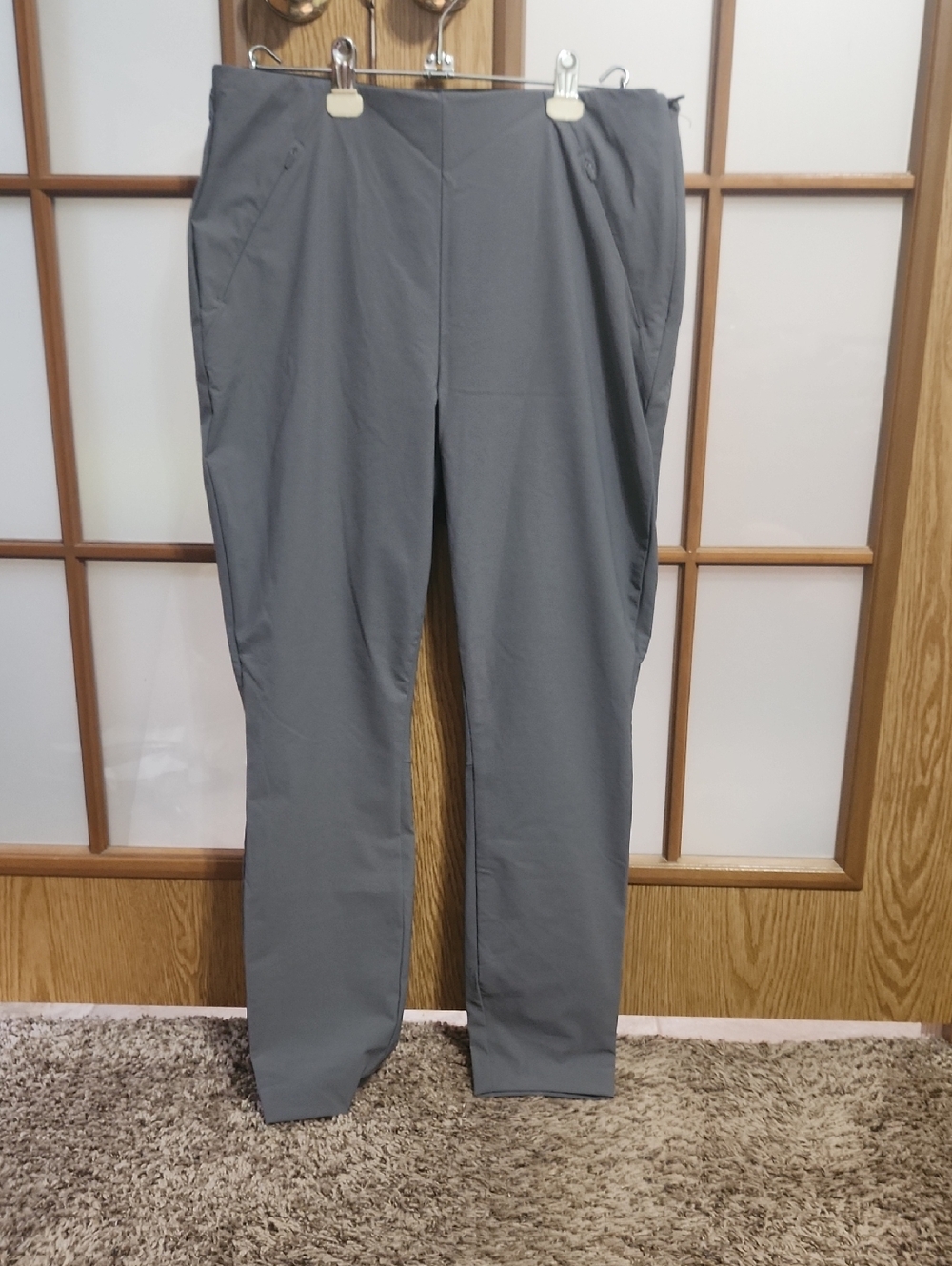 Duluth Trading Co Womens Flexcellent Skinny Leg Ankle Pants Slate Grey Size 12
